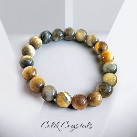 Tiger Eye Healing Bracelet Natural Stones for Men or Women 10mm - Picture 3 of 3